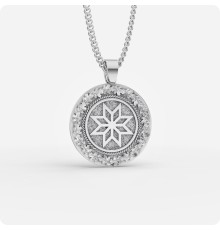 Оберег Алатырь из серебра в дубовых листьях Оберег Алатырь из серебра в дубовых листьях